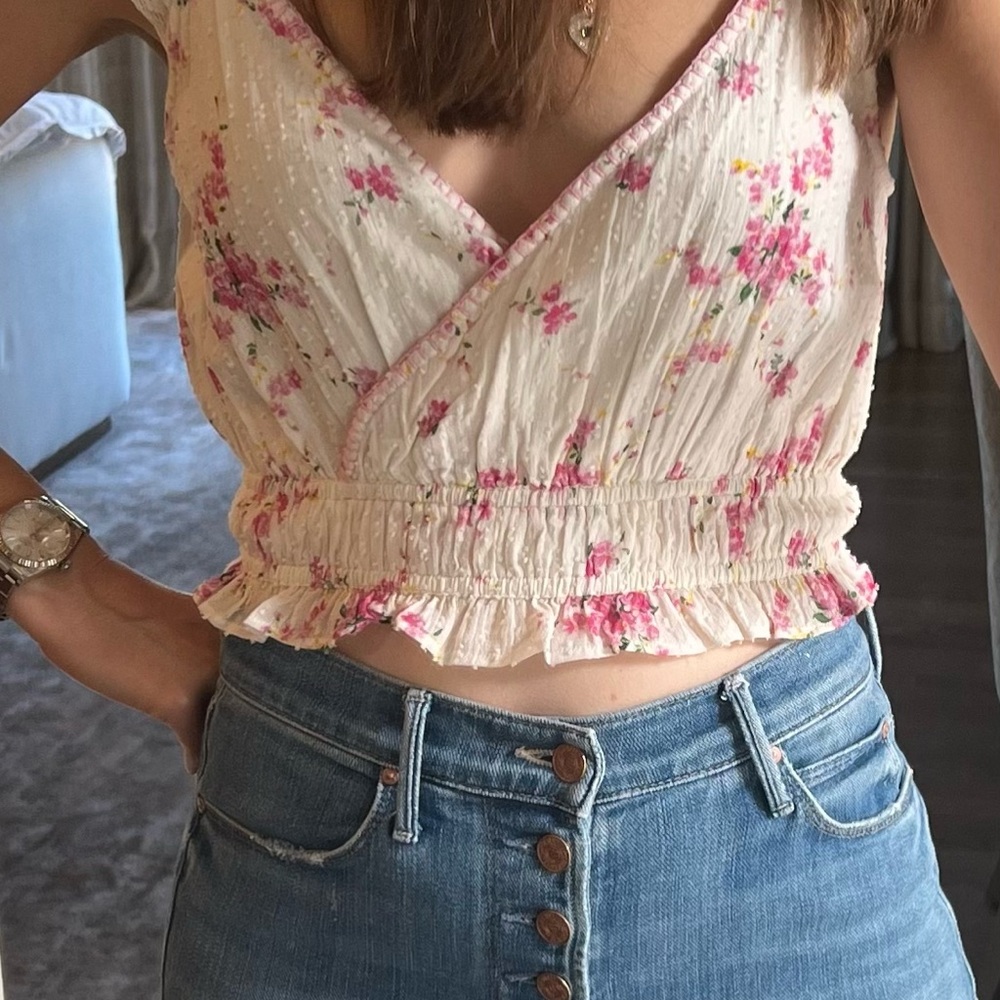 LoveShackFancy Cream Sleeveless Crop Blouse and skirt set
